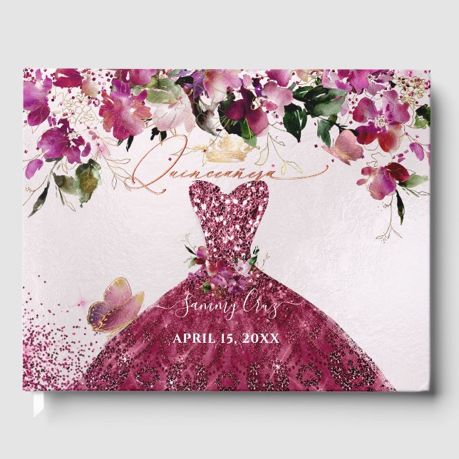 Livre D'or PixDezines Quinceanera robe rouge cerise (Recto)