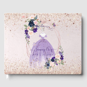 Livre D'or PixDezines Quinceanera Rose Gold et Fleurs H2 Viol