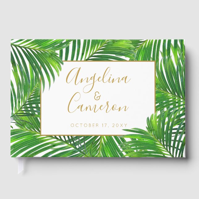 Livre D'or Plage Feuille Palm de verdure tropicale Mariage (Recto)
