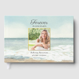 Livre D'or Plage paisible Océan Photo Funérailles Memorial