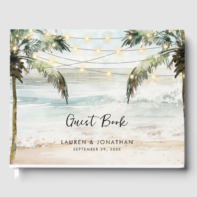 Livre D'or Plage palmiers tropical mariage d'été (Recto)