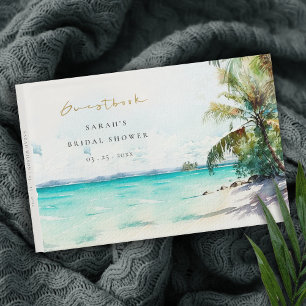Livre D'or Plage tropicale aquarelle Palm Trees Fête des mari