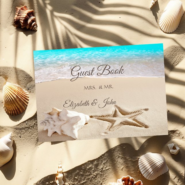 Livre D'or Plage Tropicale, Étoile de Mer, Coquillage  Mariag (Créateur téléchargé)