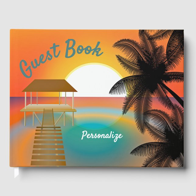 Livre D'or Plage tropicale Paradise Palm Tree Sunset (Recto)