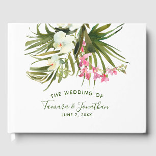 Livre D'or Plage tropicale Verdure Rose Floral Bridal 