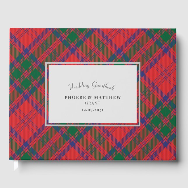 Livre D'or Plaid Clan Grant Rouge Vert Bleu À damiers Mariage (Recto)