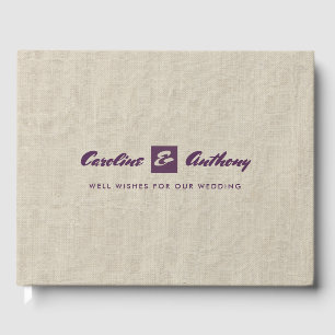 Livre D'or Plum Natural Burlap Texture Mariage Guest Books