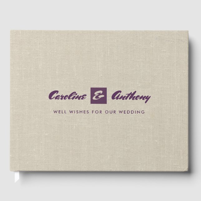 Livre D'or Plum Natural Burlap Texture Mariage Guest Books (Recto)