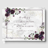 Plum Purple Gold Watercolor Marble cas Wedding