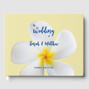 Livre D'or Plumeria blanche sur Jaune, Tropical, Floral,