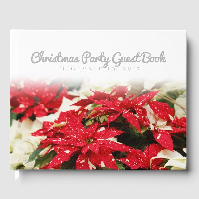 Livre D'or Poinsettias Festive Rouge Blanc Floral (Recto)