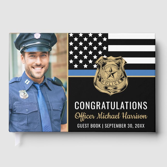 Livre D'or Police Academy Graduation Party Photo Ligne bleue (Recto)