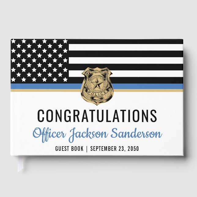 Livre D'or Police Ligne bleue Drapeau Félicitations Retraite (Recto)