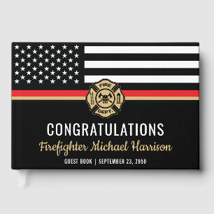 Livre D'or Pompier Fire Academy Red Line Drapeau Graduation