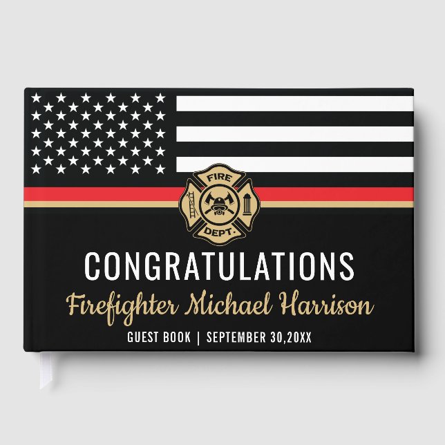 Livre D'or Pompier Pompier Académie Drapeau Fireman Graduatio (Recto)