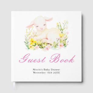 Livre d'or pour Baby Shower Agneau de Printemps