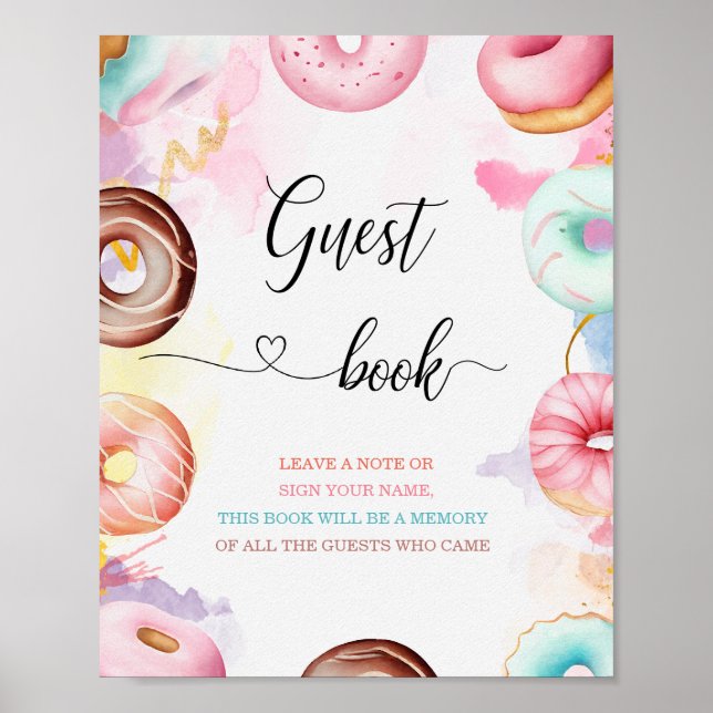 Livre d'or pour baby shower aquarelle Donut Time (Devant)