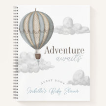 Livre d'or pour Baby Shower Bule Montgolfière