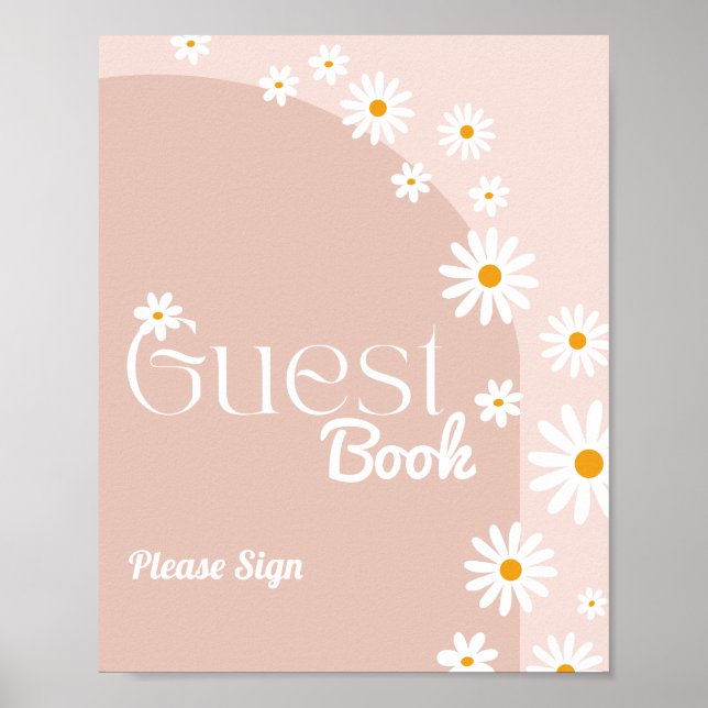 Livre d'or pour Baby shower fille Boho fleur de ma (Devant)