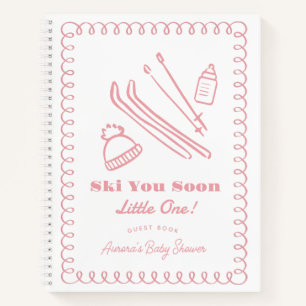 Livre d'or pour Baby Shower Garçon Rose Ski You So