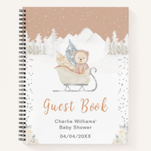 Livre d'or pour Baby Shower Ours Brun Sleigh Hiver