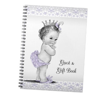 Livre d'or pour bébé de couleur lavande violet gri