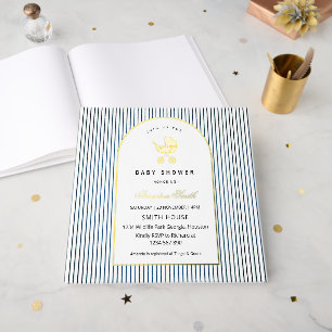 Livre D'or Poussette moderne et minimaliste à rayures bleues
