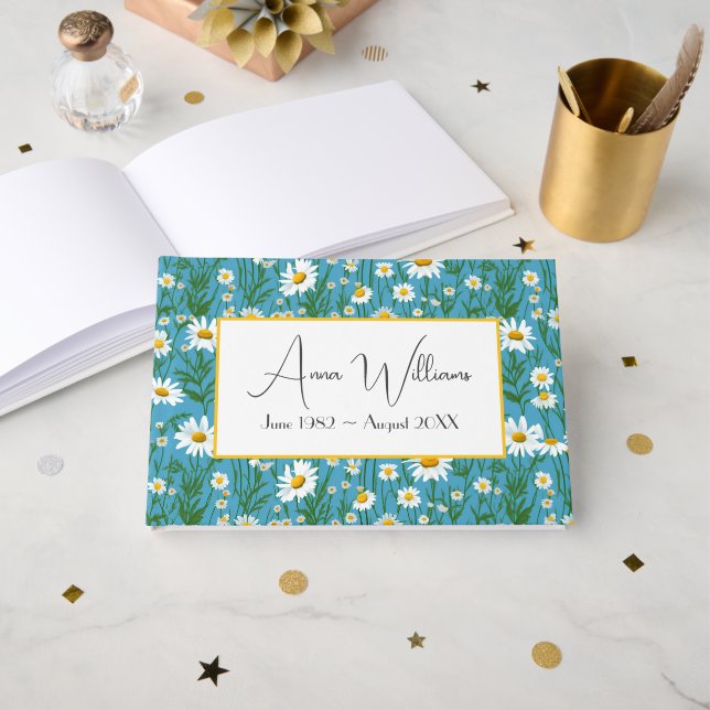 Livre D'or Prairie de pâquerettes pour service commémoratif (Recto ouvert)