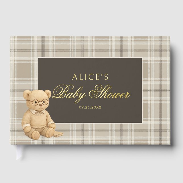Livre D'or Preppy Bear Soft Neutral Baby shower (Recto)