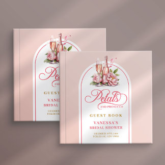 Livre D'or Pretty petals and prosecco blush gold guest book