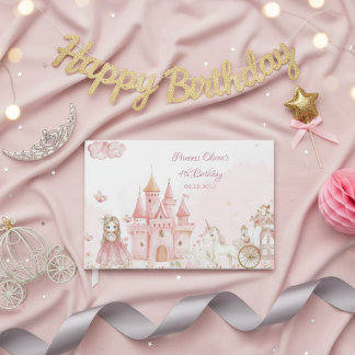 Livre D'or  Princess 4th Pink Castle Unicorn Birthday Party 