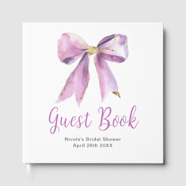 Livre D'or Purple Coquette Bow Bridal Shower Guest Book (Recto)
