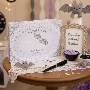 Livre D'or Purple Éffrayant Cute Bats Baby shower Halloween