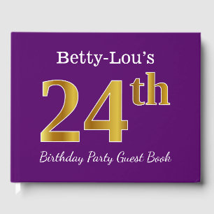 Livre D'or Purple, Faux Gold 24th Birthday Party; Nom personn