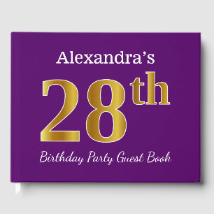 Livre D'or Purple, Faux Gold 28th Birthday Party; Nom personn