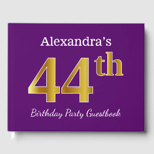 Livre D'or Purple, Faux Gold 44th Birthday Party; Nom personn