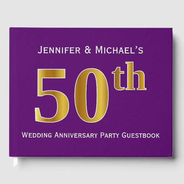 Livre D'or Purple, Faux Gold 50e fête du Mariage (Recto)