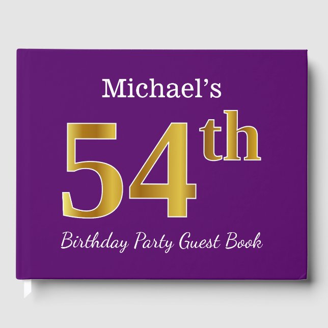Livre D'or Purple, Faux Gold 54th Birthday Party; Nom personn (Recto)