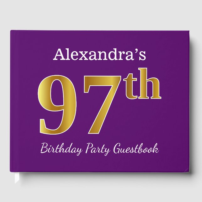 Livre D'or Purple, Faux Gold 97th Birthday Party; Nom personn (Recto)