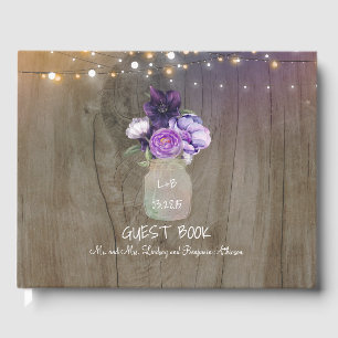 Livre D'or Purple Floral Mason Jar Rustique Mariage