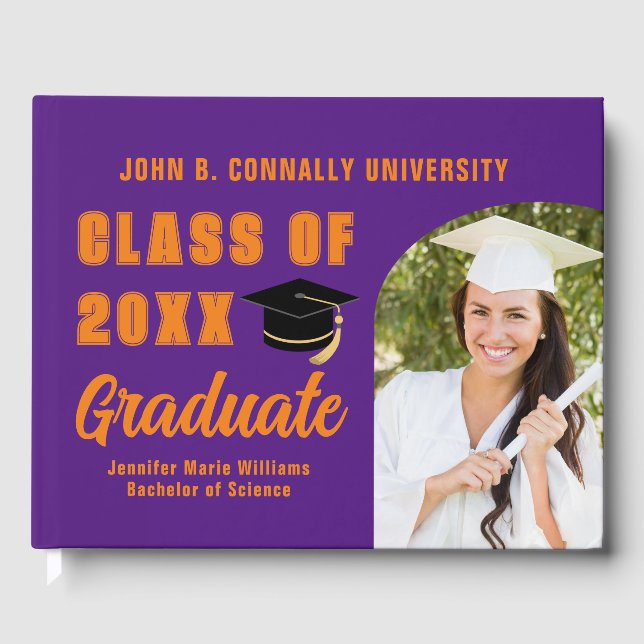 Livre D'or Purple Orange Graduate Photo sur mesure Graduation (Recto)