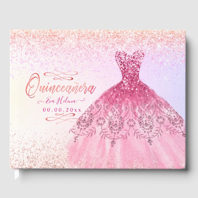 Livre D'or Quinceañera, Aiguille, Ombre de cerise rose (Recto)