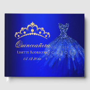 Livre D'or Quinceanera Bleu Et Or