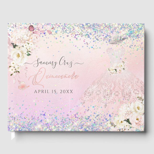 Livre D'or Quinceanera Blush Princesse Parties scintillant Go (Recto)