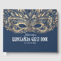 Quinceanera Navy et Gold Guest Book