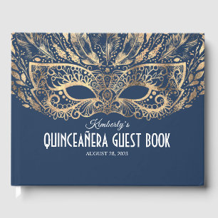 Livre D'or Quinceanera Navy et Gold Guest Book