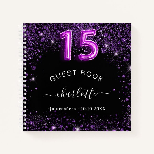 Livre d'or Quinceanera nom de la parties scintilla (Devant)