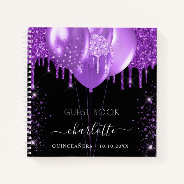 Livre d'or Quinceanera nom de la parties scintilla (Devant)