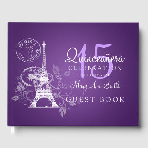Livre d'or Quinceanera Party Paris Purple