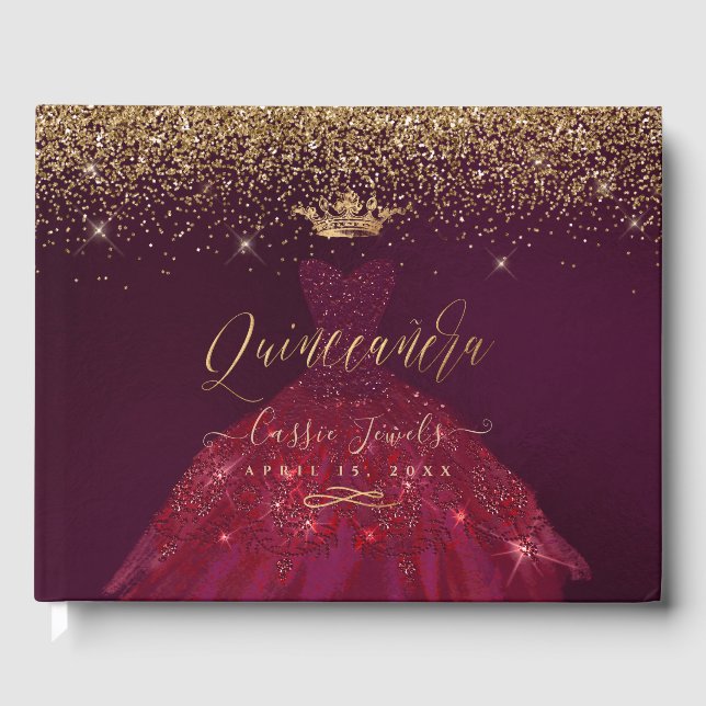 Livre D'or Quinceanera Princess Parties scintillant Gown, Bou (Recto)